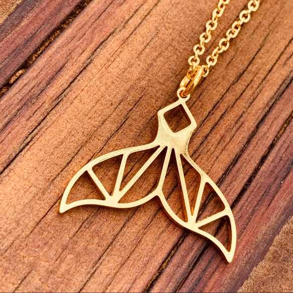 GOLD Mermaid Tail 14k Gold Plated Stainless Steel Necklace With Gift Box - Picture 2 of 9